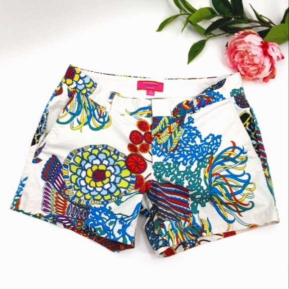 *SOLD* BANANA REPUBLIC Trina Turk Collection Tropical Coral Reef Print Shorts - Picture 2 of 16